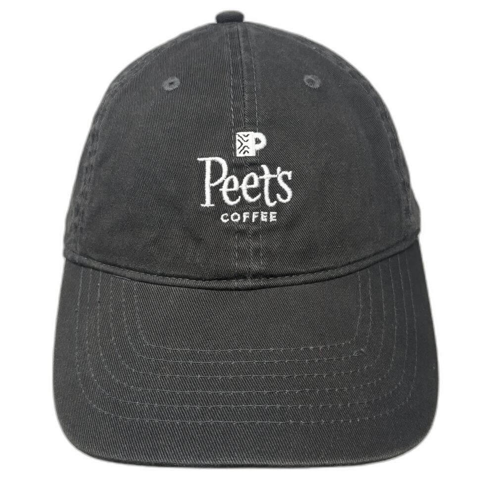 Peet's Coffee Baseball Cap Gray One Size Strapback Embroidered Logo Caffeine Hat